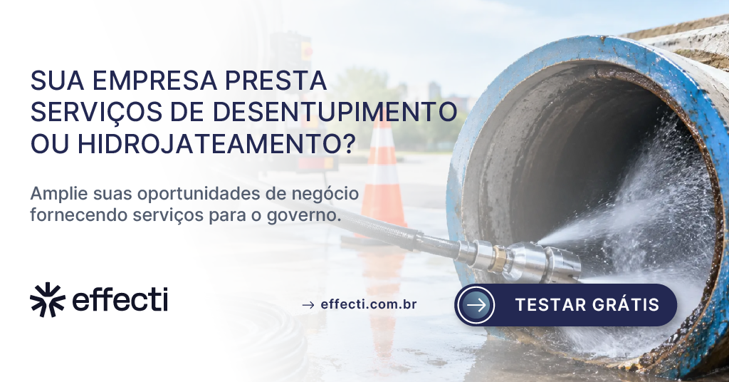 Licitação de desentupimento e hidrojateamento do chamado ao pagamento